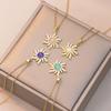 Women's Sunflower Zircon Pendant Necklace, Trendy Titanium Steel Design