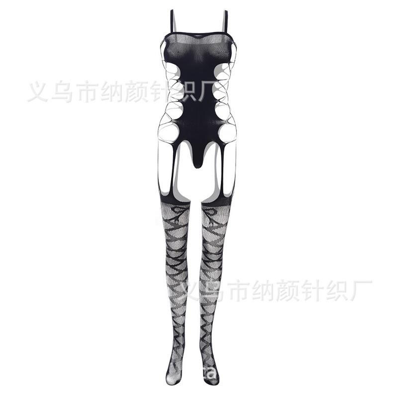 Sex underwear Sexy suspender underwear One-piece open-file leaking hip net suit One-piece net socks Stockings