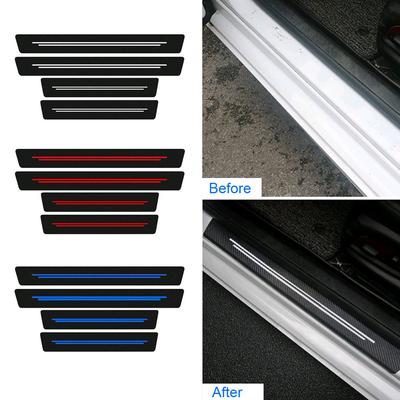 1Pc Universal Auto Decor Accessories Car Door Decorative Stickers Imitation Carbon Fiber Leather Car Door Sill Protection Strips
