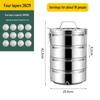 BAILOCK 26cm Four-Layer Segmented Stainless Steel Insulated Lunch Box