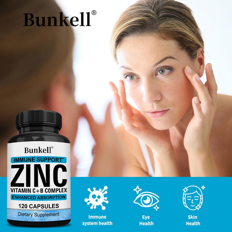 Zinc Vitamin C + B Complex Dietary Supplement, 120 Capsules Per Bottle