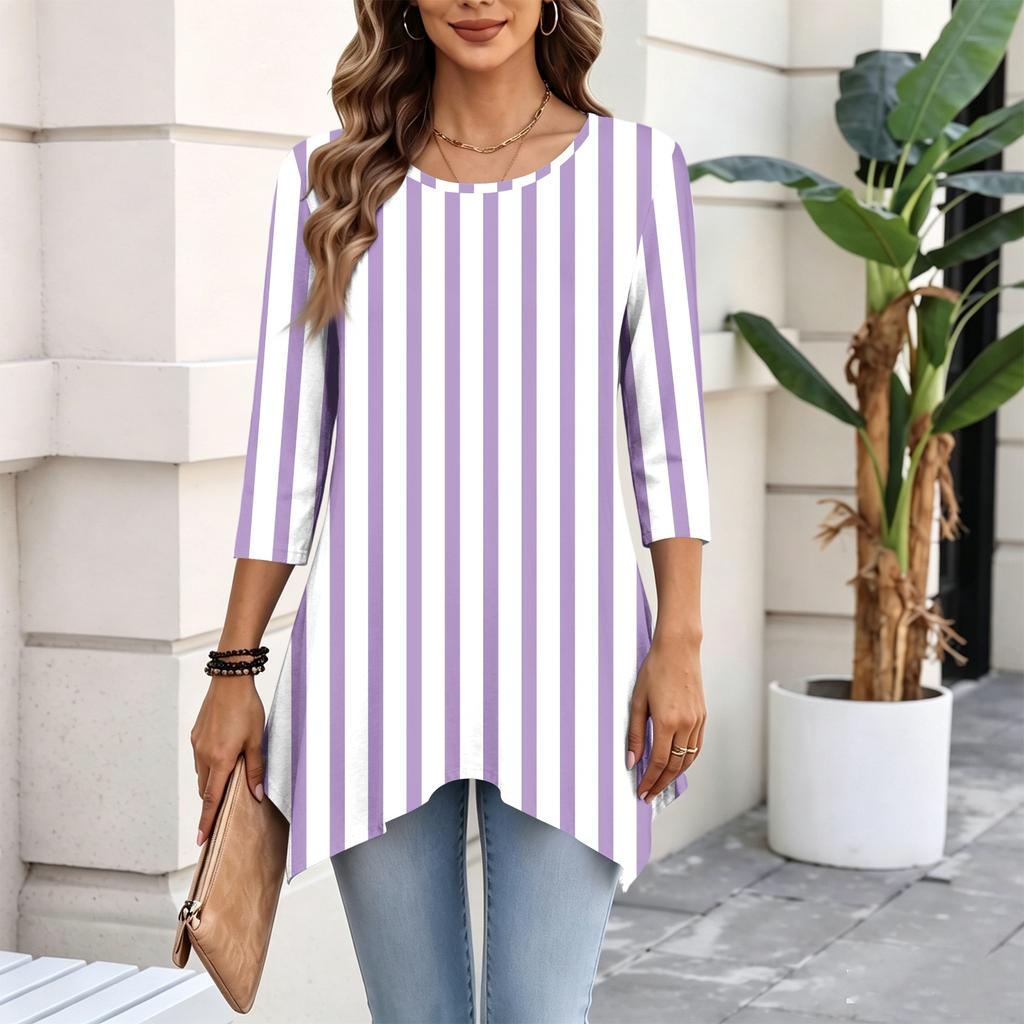 Women's Fashion Casual 3/4 Sleeve Pullover Top for Everyday Wear