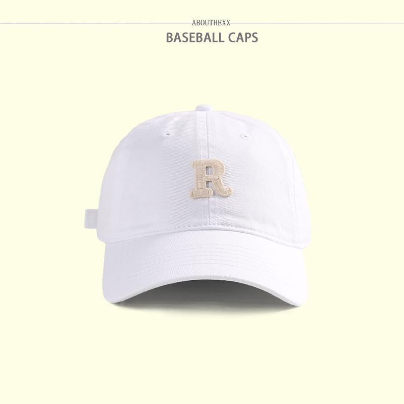 Hat Women's New R Embroidered Baseball Cap Japanese Versatile Baseball Cap Men's Ins Korean Style Sports and Casual Curved Brim Hat