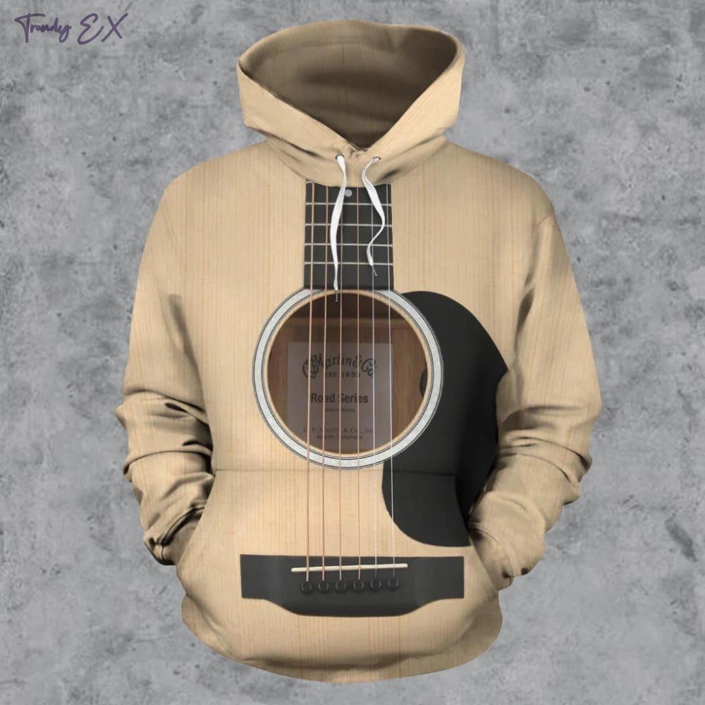 Sweatshirt Man Funny Guitar Pattern Fashion Street Oversized Hoodie Quick-Drying Sports 3D Print Casual Pockets Men's Clothing