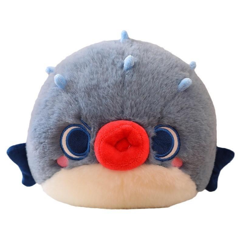 Cute Round Puffer Fish Plush Toy Cartoon Character Stuffed Doll For Children Wholesale