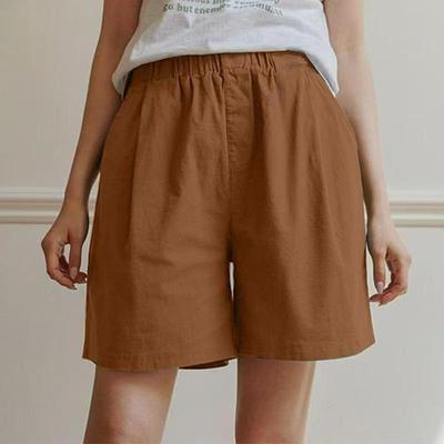 Pantaloncini Larghi da Donna Vita Alta Elasticizzati Casual a Cinque Punti