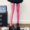 Women Aesthetic Sexy Side Crisscross Hollowed Out Thigh Stockings Tights Goth Rose Flower Patterned Suspender Pantyhose