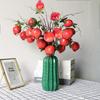 3Pcs Red Plastic 4 Heads Artificial Pomegranate Fruit, Suitable for Wedding Party Decoration Home Decor Potted Plants Ornaments