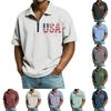 Men’s Short Sleeve Polo Shirt with Zipper Collar USA Letter Print 1776-2026 Casual Lightweight Top for Everyday Wear