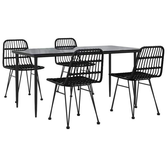 VidaXL Ensemble à manger de jardin 5 pcs Noir Résine tressée, ensemble de patio, ensemble bistro de jardin, ensemble de 3157883