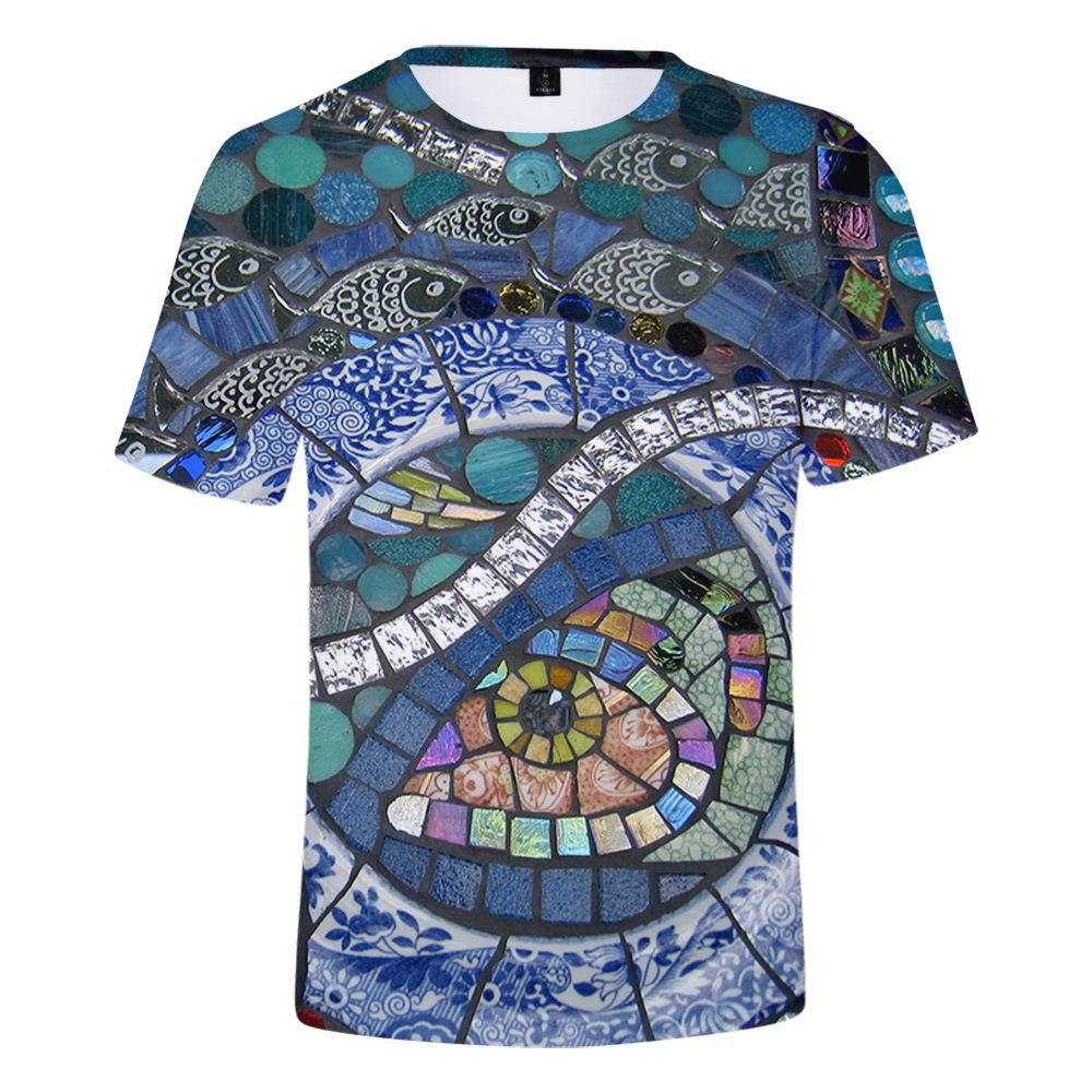 Stained Glass Loose 3D Summer Fashion Men's Clothing 3D Short Sleeved T-shirt