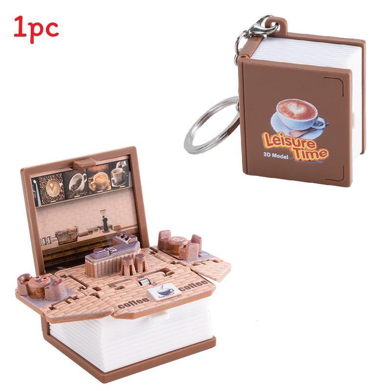 3d Pop Up Puzzle Book Keychain With Fortress Scene For Stress Relief And Creative Gift