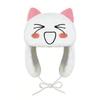 Fashionable Winter Wear Hat Warm White Ushanka Hat for Women Big Head Circumference with Delicate Cartoon Face Designs