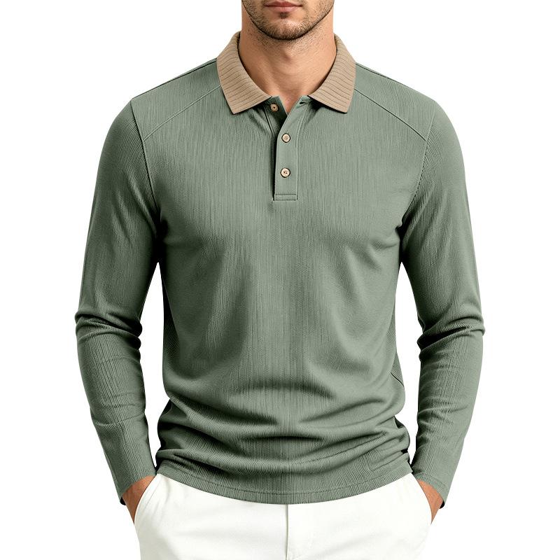 Men S Casual Business Wrinkle Free Breathable Long Sleeve Polo Shirt