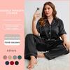 Women's Summer Silk Pajama Set: Short-Sleeved Top and Long Pants