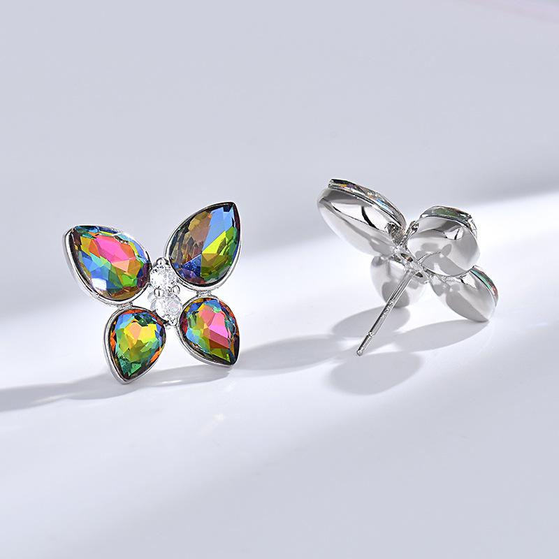 

Crystal Zircon Butterfly Stud Earrings - Elegant Water Drop Design for Women