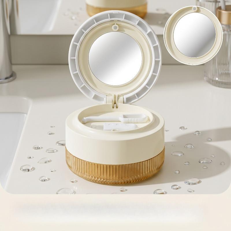 Invisible Braces Storage Box with Mirror Portable Small Portable Cleaning Box Orthodontic Appliances Storage Box