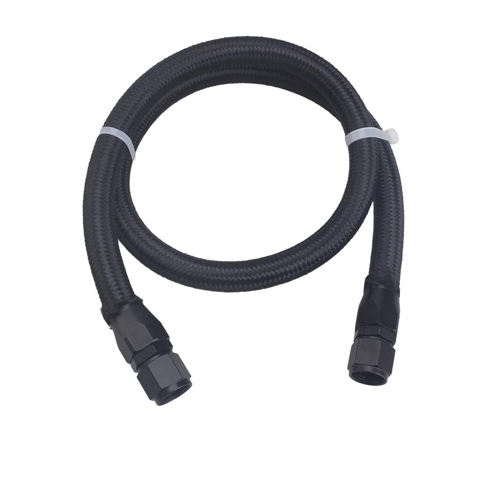 AN10 1M Stainless Steel Brained Oil Hose Line Hose Tube With 0 45 90 Degree Swivel Hose End Fitting Installed