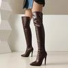 Fashion New Mixed Color Back Zipper Sexy Hot Girl Slim Fit Boots European American Fashion Fashion Show Commuting Over Knee High Boots