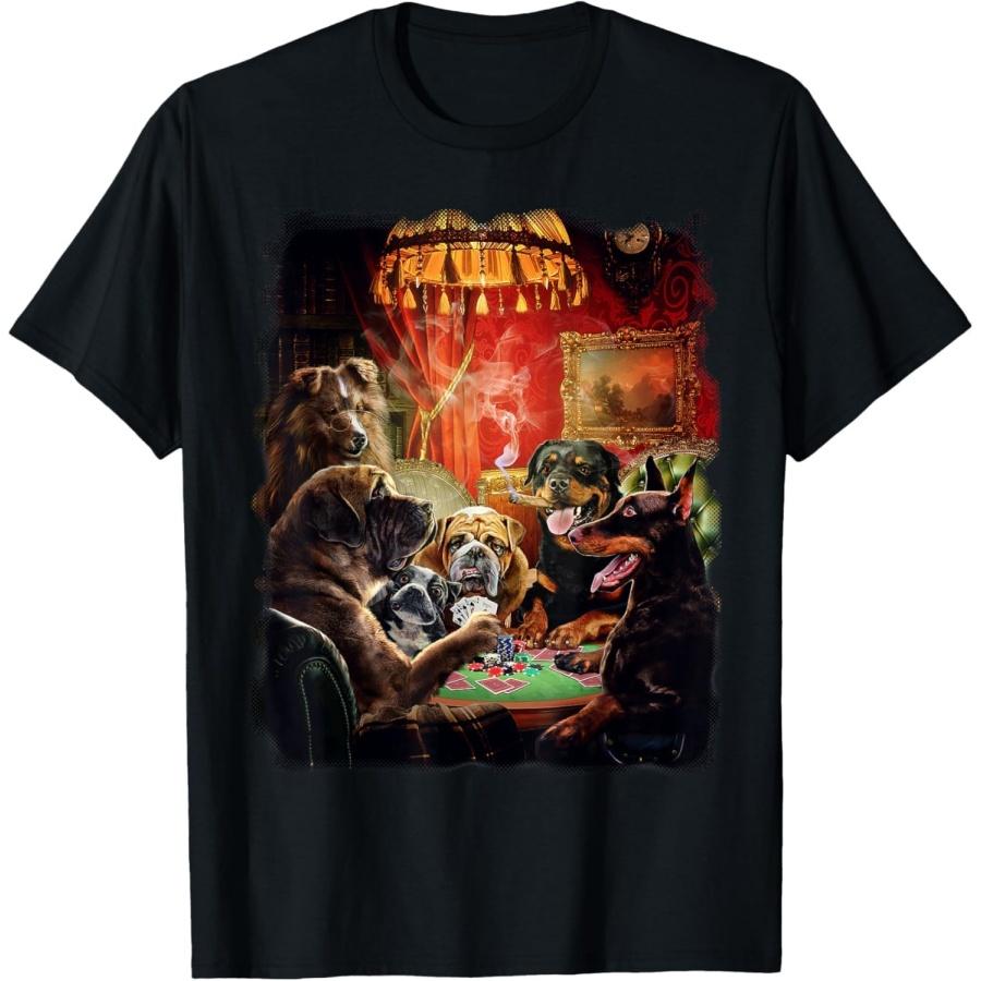 HUYTEDX Mens Dog Playing Poker T-Shirt S