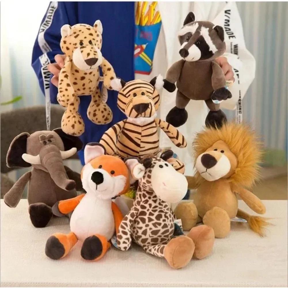 25CM Kawaii Animais da Selva Pelúcia Animais da Floresta Pelúcia Cachorro Zebra Elefante Leão Raposa Girafa Brinquedos Infantis Boneca Presente de Aniversário