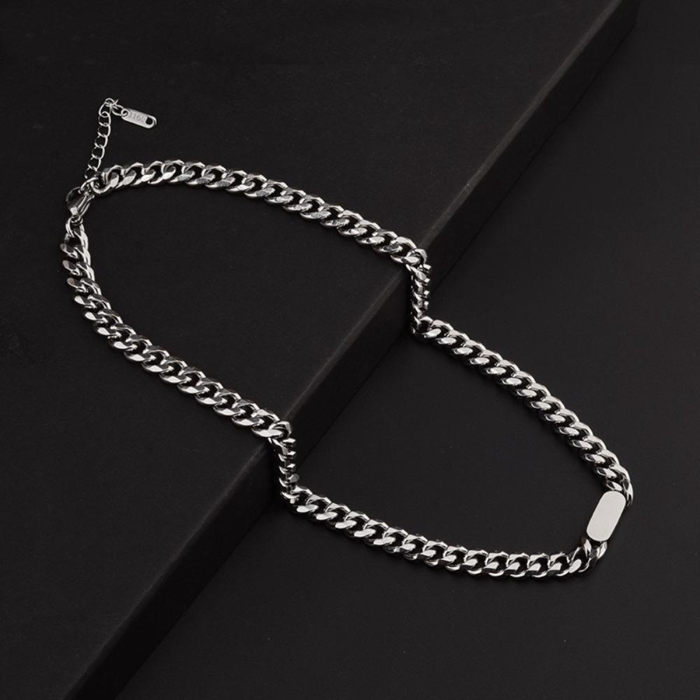 Solid Color Titanium Steel Necklace Cuban Punk Necklace Bracelet Hip Hop Chain Necklace  Women Men
