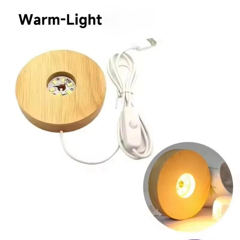 Wood Desktop Decorative Lights Light Base Night Light Wooden Led Usb Display Light Display Stand Lamp Holder Lamp Art Ornament