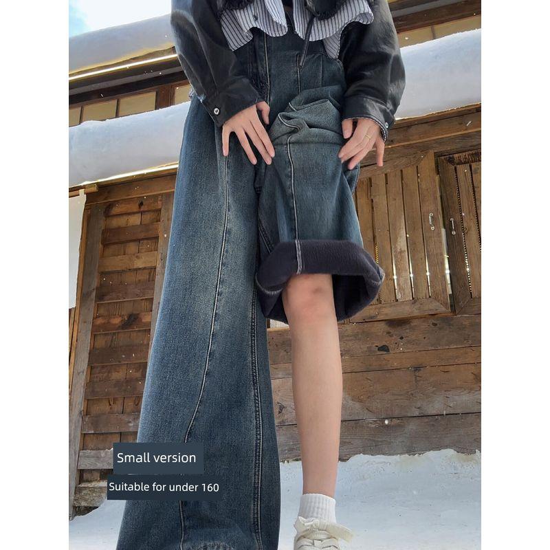 

Vintage Jeans for Women Plus Size 2026 New Spring Pear-Shaped Body Style Bf Lazy Style Pants for Plus-Size Women Loose Wide-Leg Pants Blue - Petite [Unlined] S [Recommendation 40-45kg]