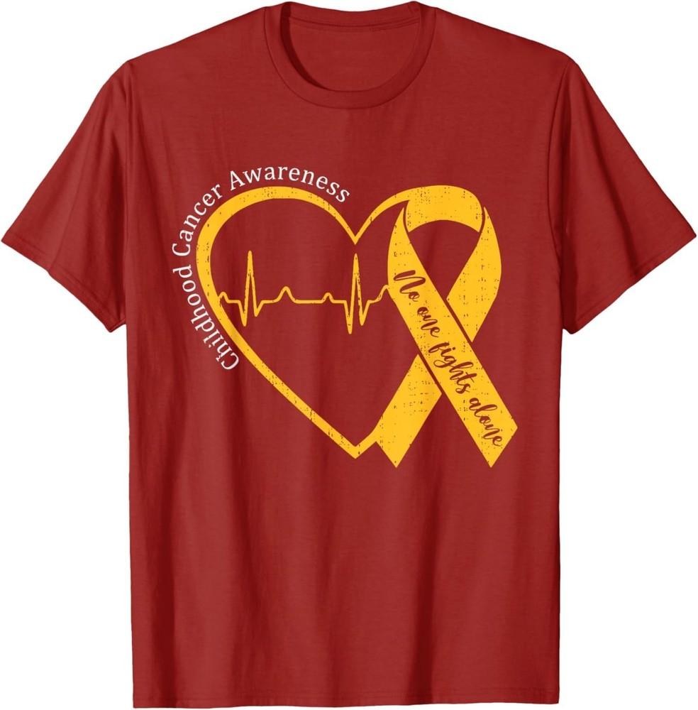 Childhood Cancer Awareness Gold Heart Ribbon Men Women T-Shirt L