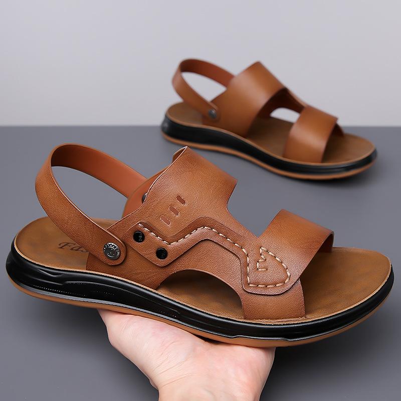 Sandals Men's Summer Dual-purpose Driving Cool Slippers Casual Non-slip Soft-soled Breathable Beach Shoes