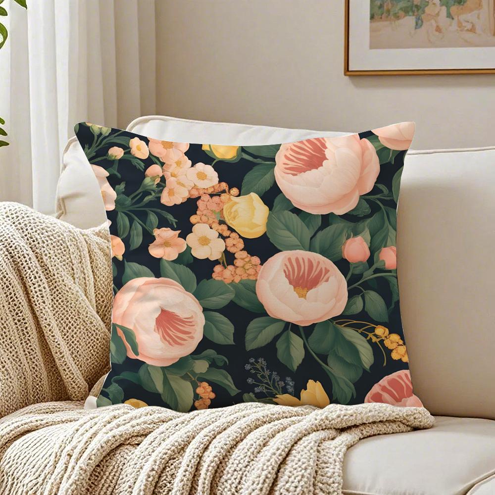 Bright And Elegant Single Printed Flowers Cushion Cover Pillowcase Antidustmite Living Room Sofa Decor Cushion Room