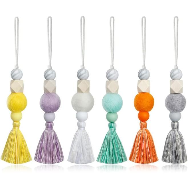 

6 Pack Felt Ball Car Diffuser Essential Oil Car Tassel Hanging Bead Aromatherapy Colorful Car Charm Air Freshener Colorful Felt Balls