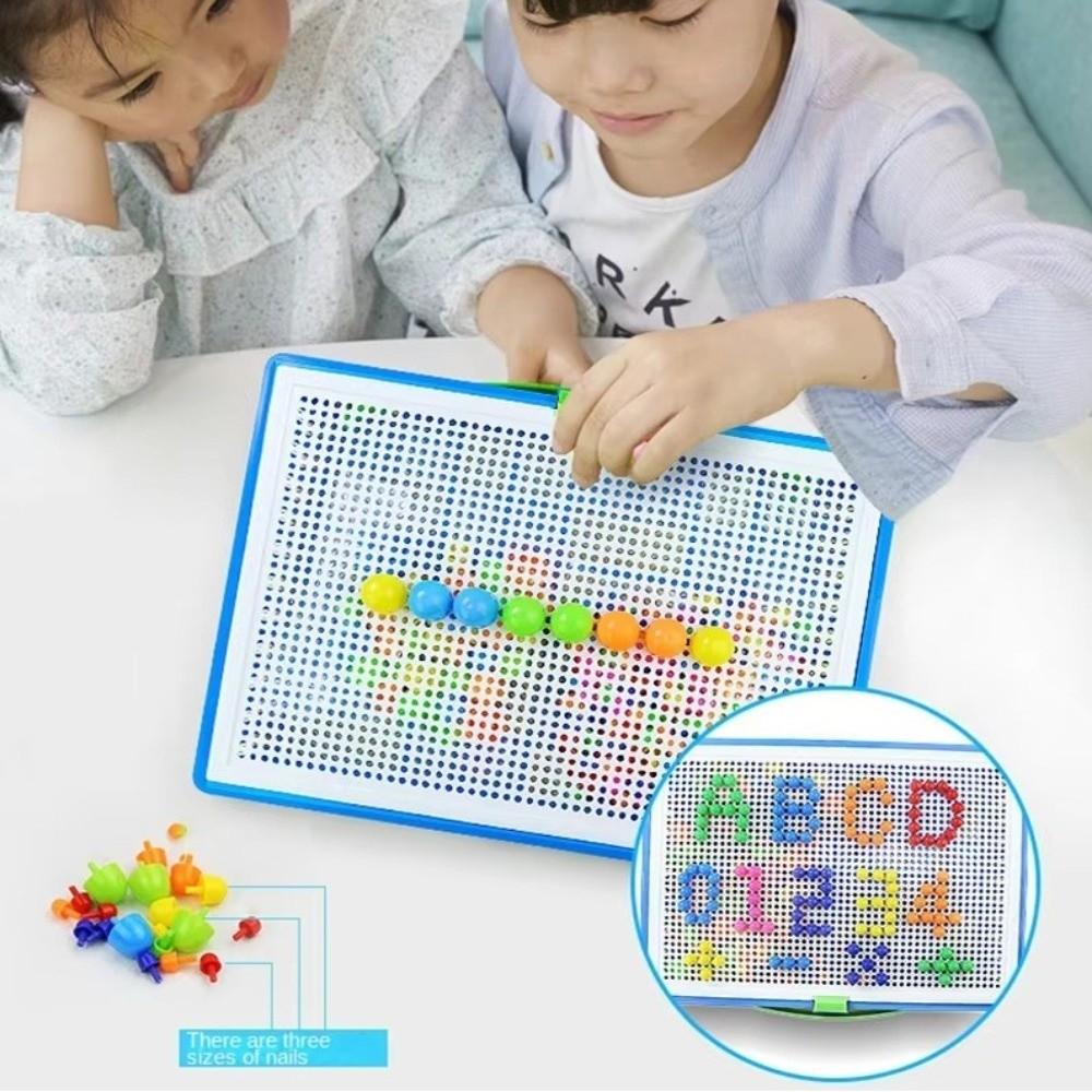 Colorful Mushroom Nail Puzzle DIY Pegboard Set Montessori Mushroom Nail Building Blocks  Kids