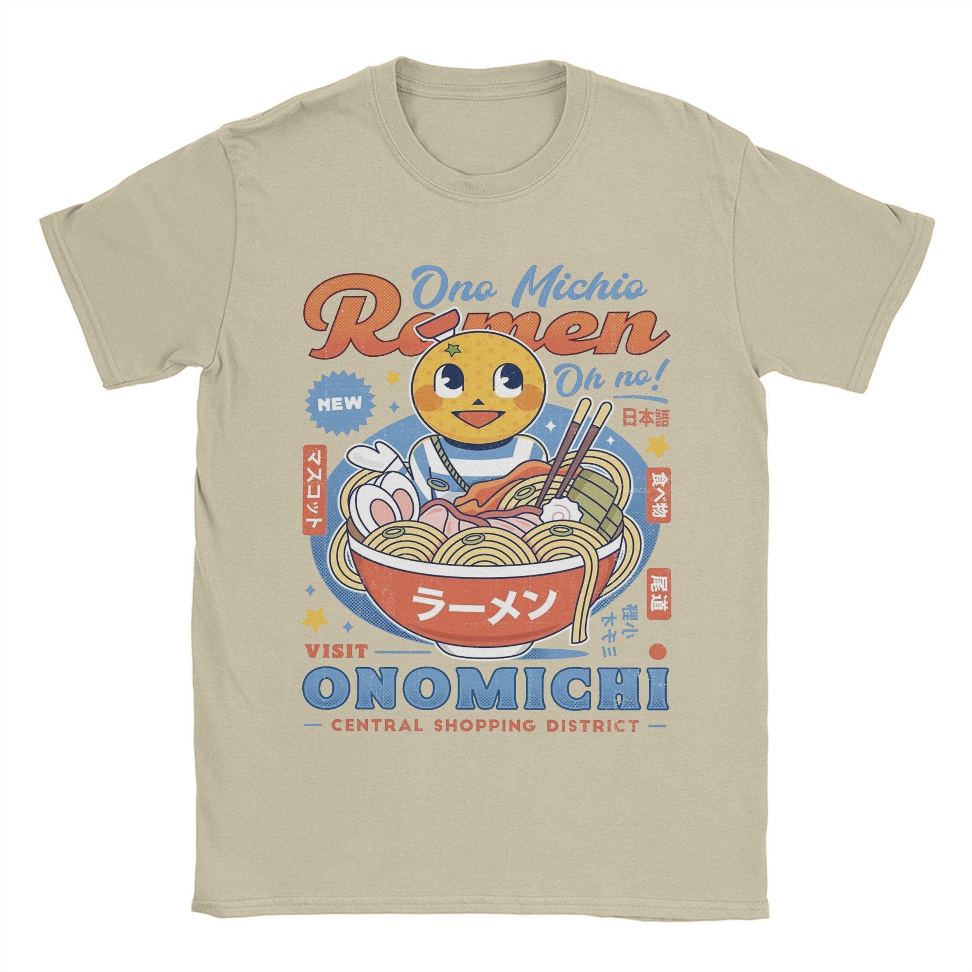 Футболка Ono Michio Ramen Yakuza для мужчин, чистый хлопок, забавные футболки с круглым вырезом, футболки с коротким рукавом, одежда в подарок S хаки