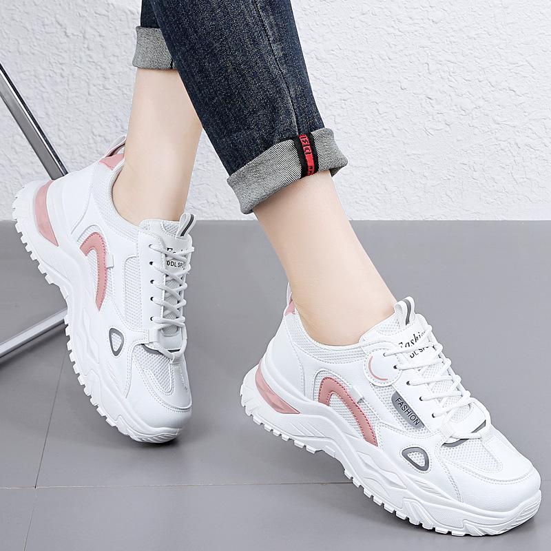 

2024 Женские модные кросс-граничные папины кроссовки, Универсальная спортивная повседневная обувь на весну и осень, Большие размеры 41-42 42 белый/розовый