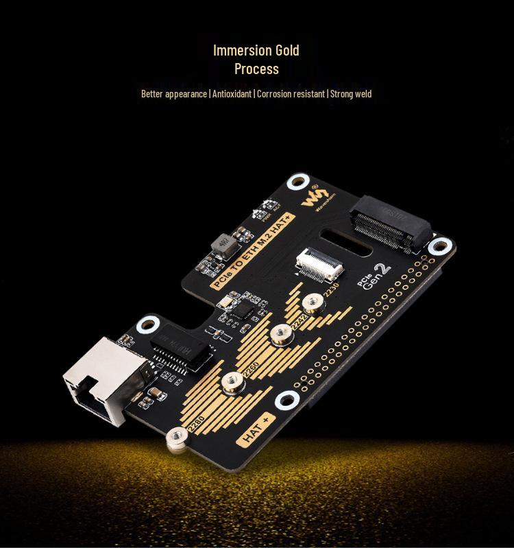 Raspberry Pi 5th Gen M.2 PCIe to Gigabit Ethernet HAT+ Board, 5Gbps Speed, Driver-Free SSD Boot
