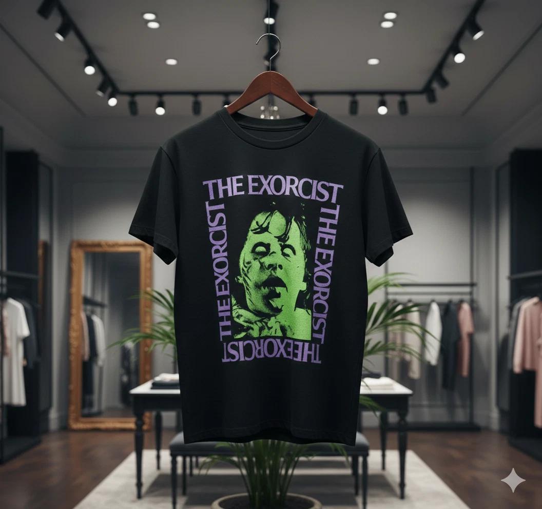 The Exorcist Horror Movie Graphic T-Shirt Unisex Black Vintage Tee - T891 2XL