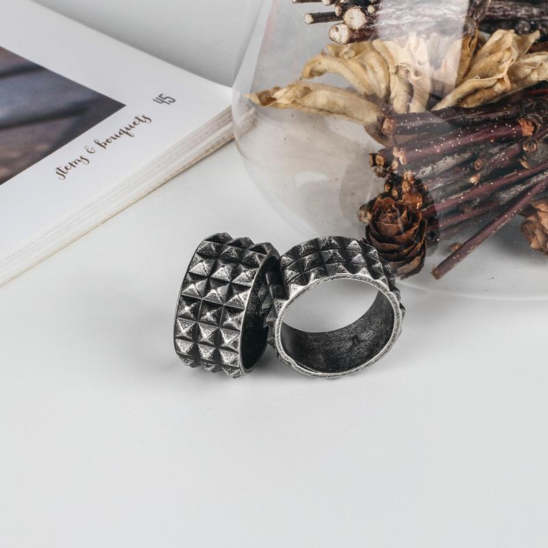 Nordic Luxury Retro Square Titanium Steel Minimalist Geometric Couple Ring