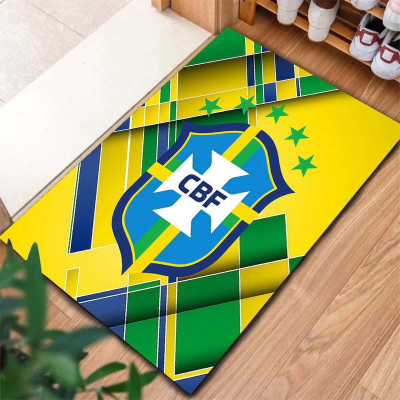 Brazil National Football Team Carpet Rug for Living Room Bedroom Home Sofa Decoration,Kids play Non-slip Floor Mat