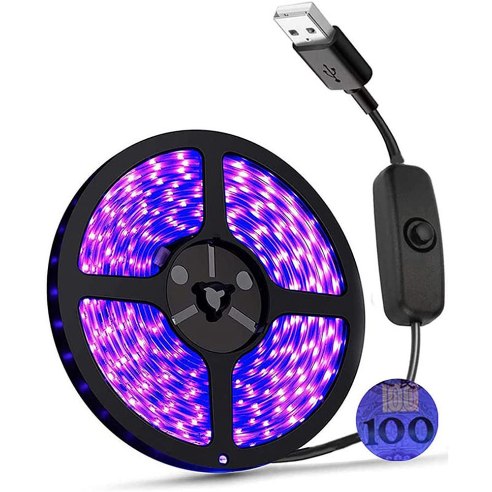 

УФ светодиодная лента 5 В UVA свет 395-405 нм SMD2835 ультрафиолетовый луч светодиодная диодная лента фиолетовая лента лампа USB с выключателем 60 светодиодов/м 1m