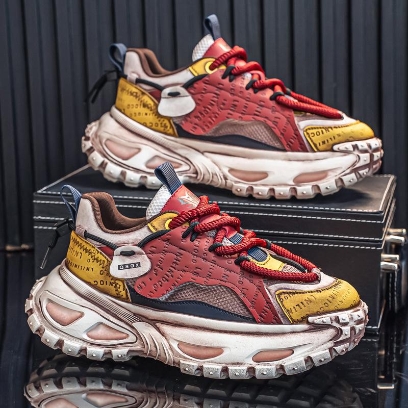 Schmutzige Schuhe roh ins trendige Schuhe atmungsaktive lässige Sneaker Teenager Plateau Dad Shoes Laufschuhe