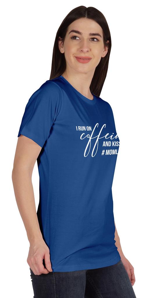 Inkmeso I Run On Coffeine And Kisses #Momlife Graphic Tshirt Short Sleeve