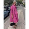 Vestido camisero suelto simple con solapa de manga larga de color sólido para mujer