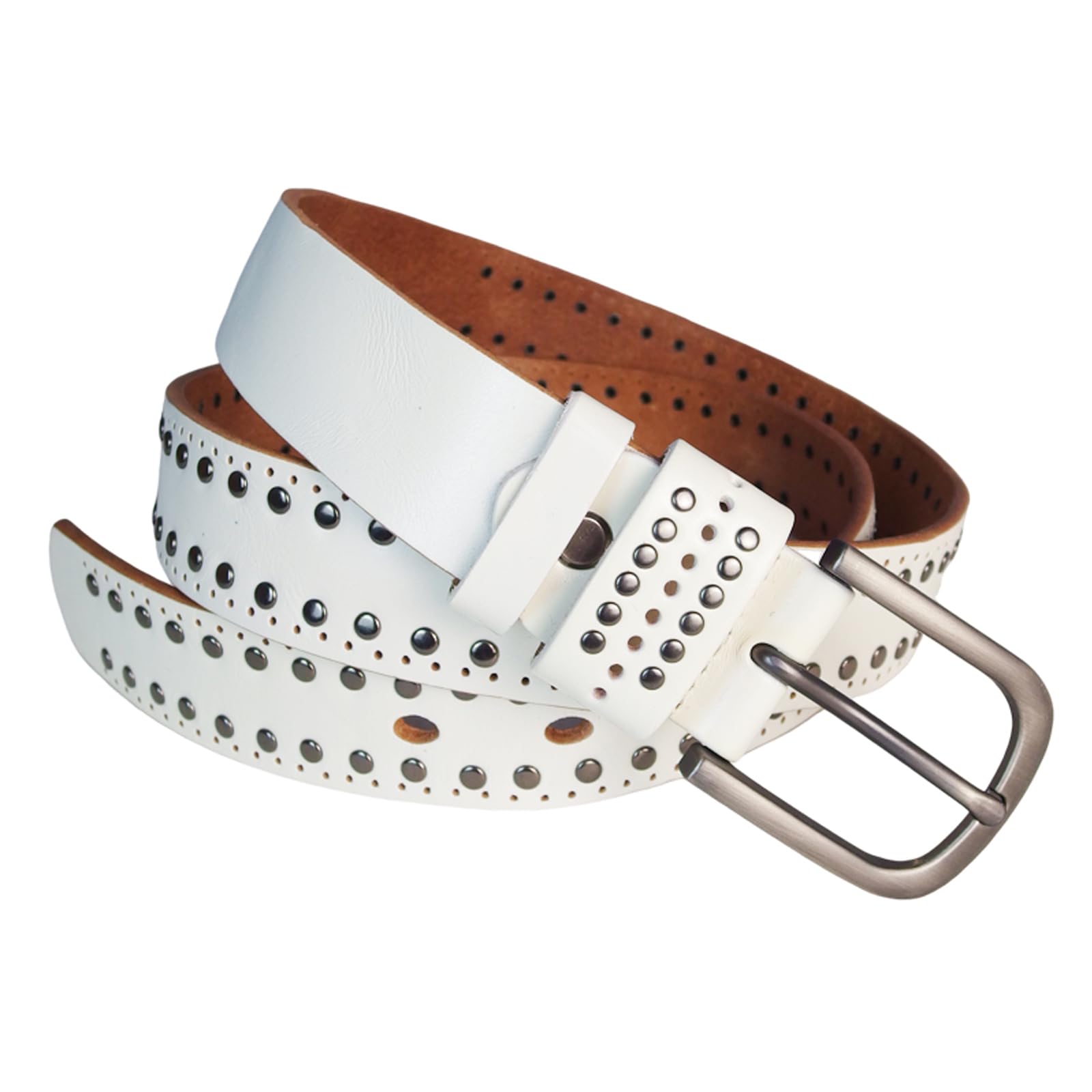 [EVERSOUL] Studded Belt, Men s, Genuine Leather, Cowhide, Gothic, Women s, ROCK, Punkish, Adjustable Size, Casual, Business, Commuting, Free Size,