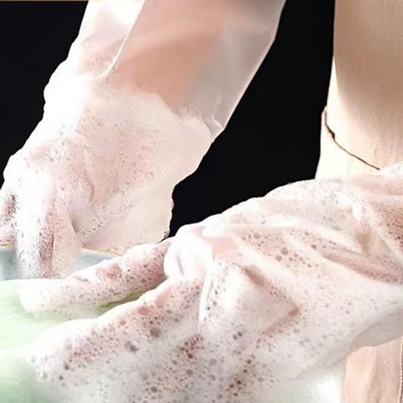 10 buc/sac Mănuși lungi din plastic de unică folosință, de calitate alimentară, cu manșete elastice, mănuși de protecție a brațului de uz casnic pentru bucătărie