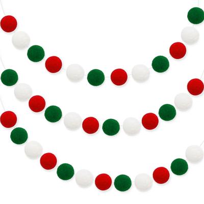 Christmas Party Plush Ball Ornament Birthday Party Decoration Banner Christmas Tree Red Green White Hair Ball Hanging String