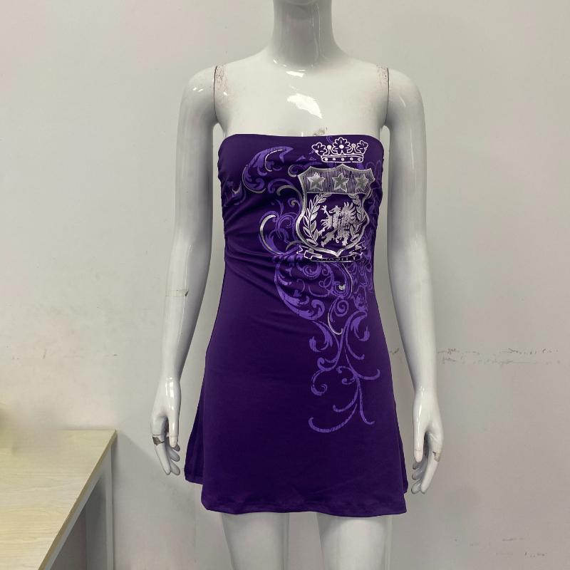 

Женская летняя уличная мода ретро расписанный вручную узор технология горячего тиснения хип-хоп стиль длинный жилет одежда Y2K L фиолетовый