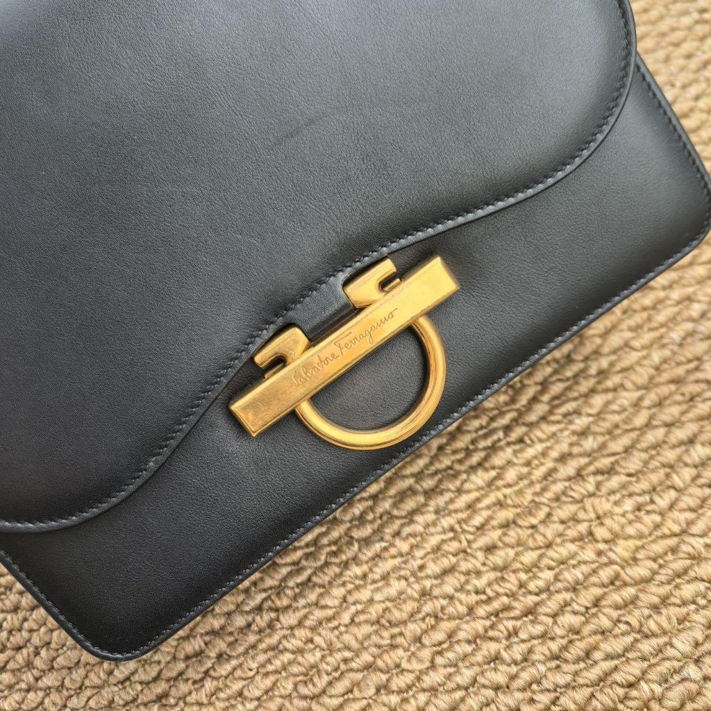 [Gebraucht] Gancini Schwarze Leder Crossbody Tasche - Sehr Gut #13VHABV