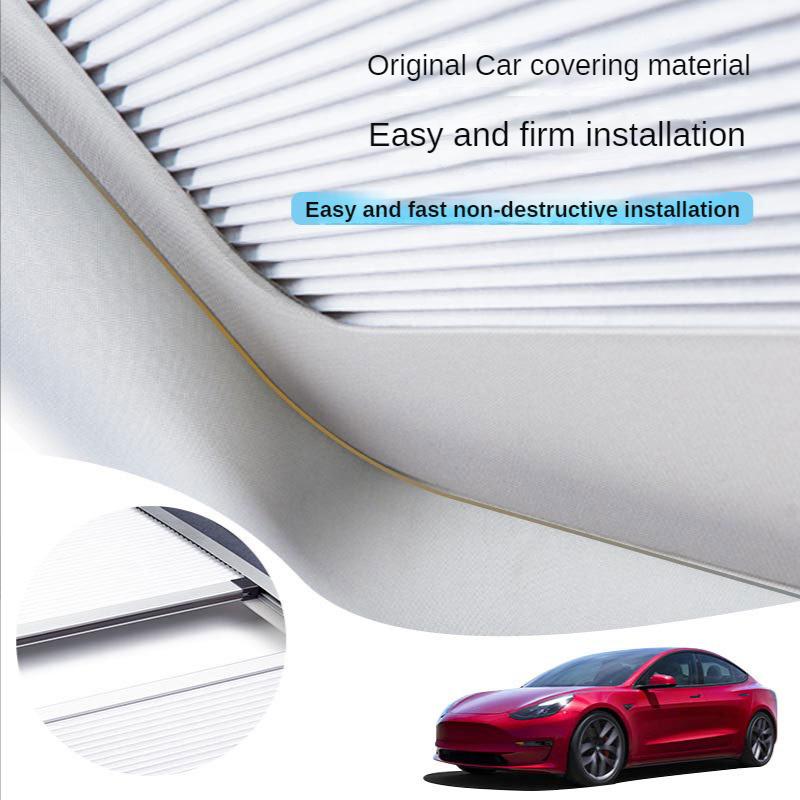 For Tesla Model 3 Roof Sun Shade Retractable Sunroof Sunshade Front Rear Roof Sun Visor Protection Modification Accessories 2023