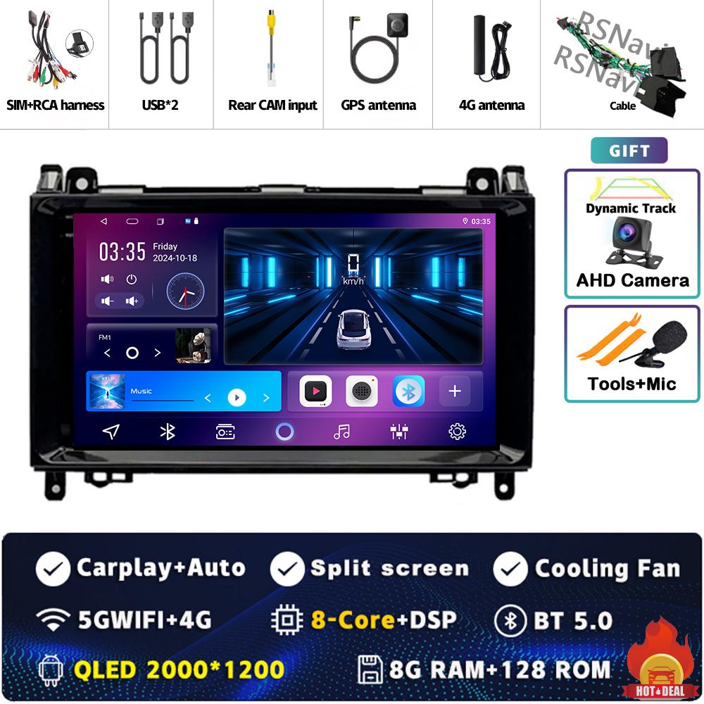 Android 14 Carplay Car Radio For Mercedes Benz B200 W169 W245 Viano Vito W639 Sprinter W906 Multimedia Video Player  GPS Stereo